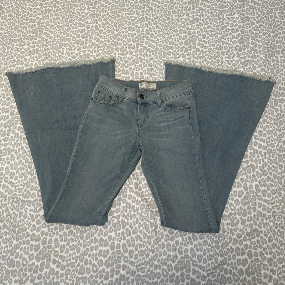 Free People Denim Blue Wide Leg Jeans